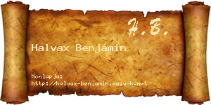 Halvax Benjámin névjegykártya