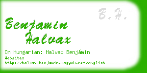 benjamin halvax business card
