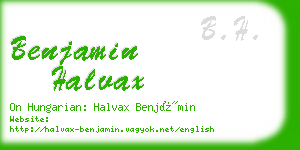 benjamin halvax business card